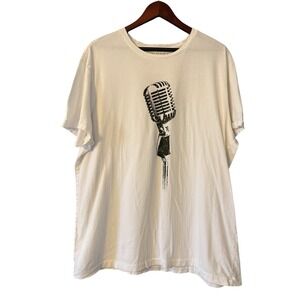 Banana Republic T Shirt Womens XL White Graphic Tee Microphone Singing Idol Cozy